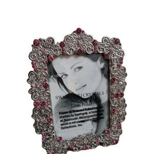 Swarovski Crystals Rectangle Silver Plated Photo Frame 5"x6.5" Table Top Decor